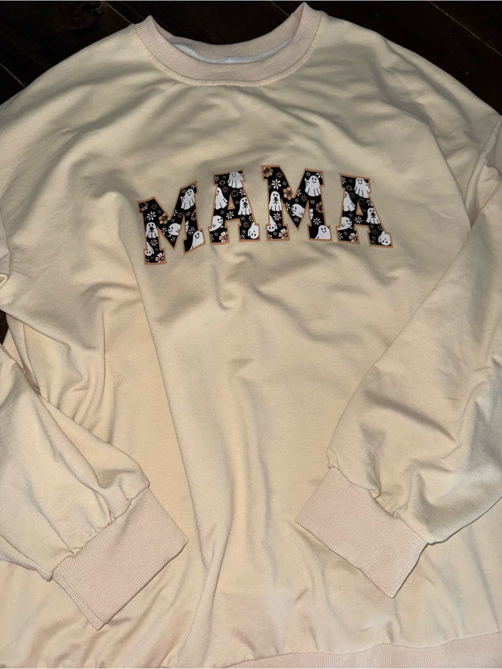 MAMA Ghost Cream Crewneck Pullover Size Large